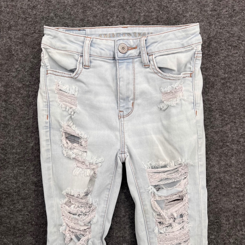 American Eagle Hi-Rise Jegging Crop Light Distressed Jean Ne(x)t Level size 2 - Picture 3 of 14